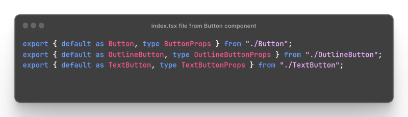 index.tsx file for the Button component